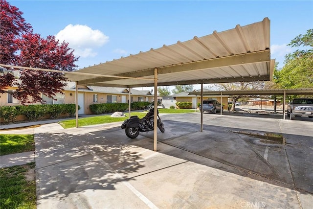 view of covered parking lot