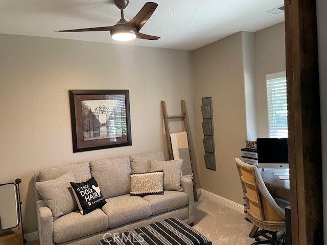 3065 Tierra Mesa, Atascadero, CA 93422 - office featuring carpet floors, a ceiling fan, and baseboards
