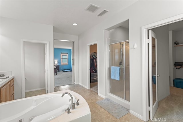 32701 Juniper Berry Dr, Winchester, CA 92596 - bathroom with a stall shower, a spacious closet, a jetted tub, and vanity