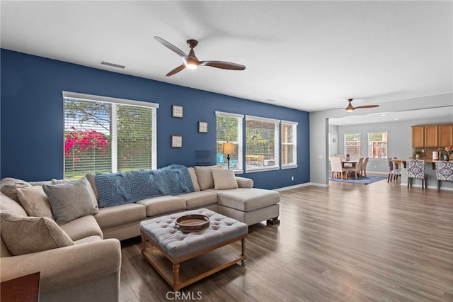 32701 Juniper Berry Dr, Winchester, CA 92596 - living room with ceiling fan, healthy amount of natural light, and wood finished floors