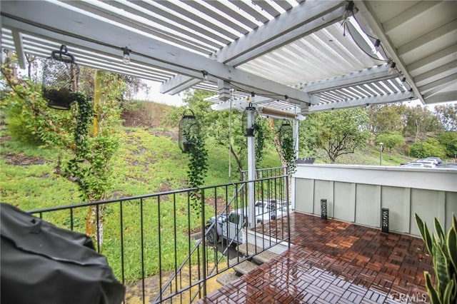 exterior space featuring a pergola
