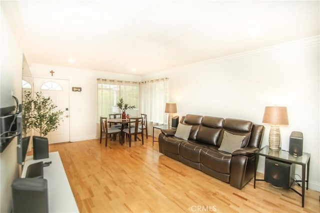 25957 Via Pera Unit C4, Mission Viejo, CA 92691 - living room with ornamental molding and wood finished floors