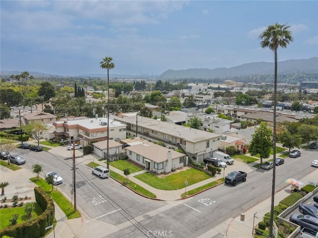 bird's eye view with a mountain view