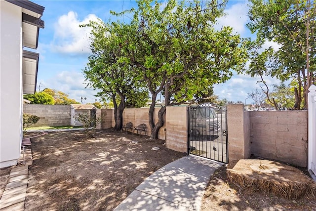view of gate featuring a fenced backyard