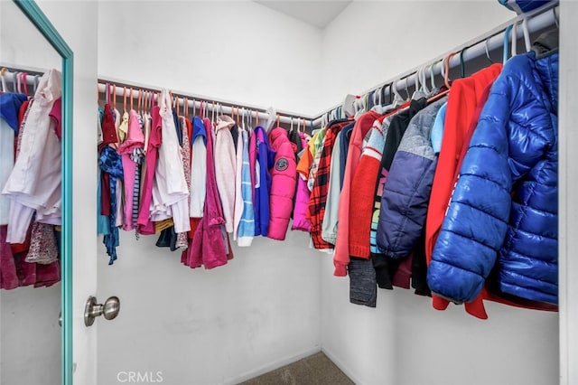 spacious closet featuring carpet floors
