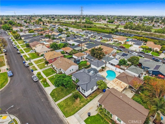 8165 Shadyside Ave, Whittier, CA 90606 - aerial perspective of suburban area featuring a pool area