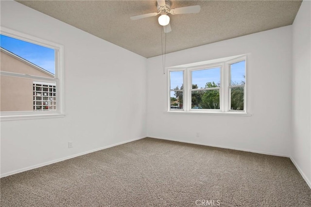8165 Shadyside Ave, Whittier, CA 90606 - spare room with a textured ceiling, carpet, ceiling fan, and baseboards