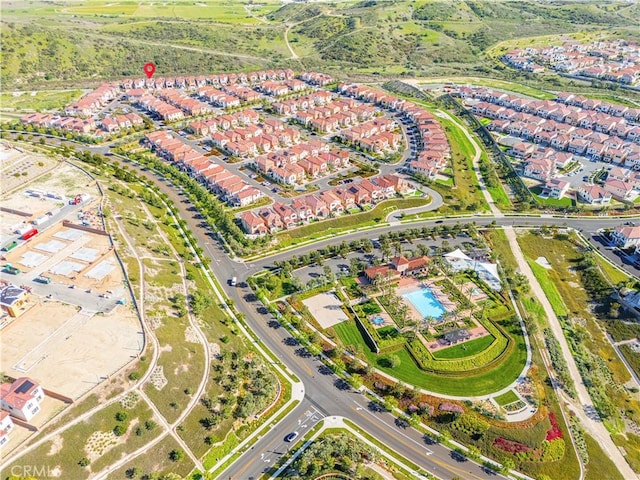 aerial view with a residential view