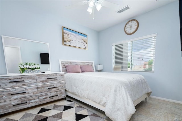 68245 Peladora Rd, Cathedral City, CA 92234 - bedroom featuring visible vents, a ceiling fan, and baseboards