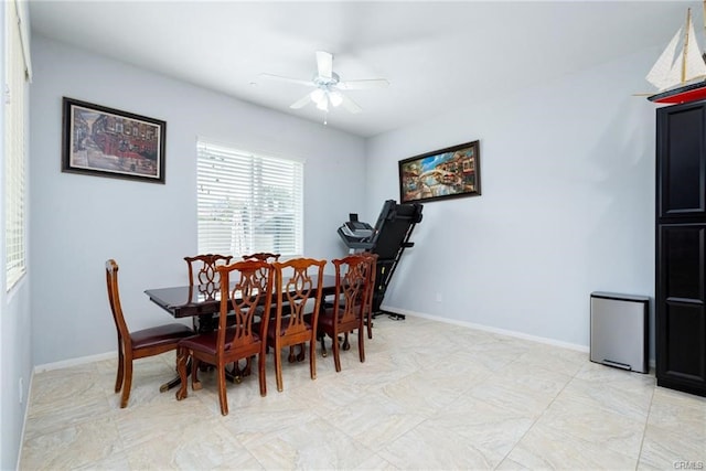 68245 Peladora Rd, Cathedral City, CA 92234 - dining room with baseboards and a ceiling fan