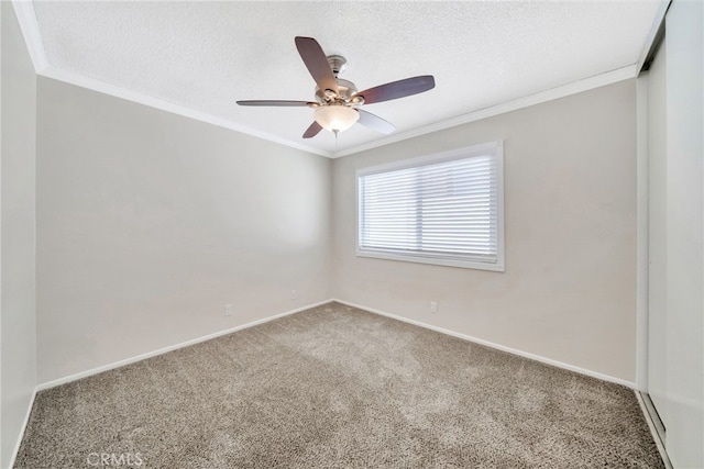 31341 Via Sonora, San Juan Capistrano, CA 92675 - carpeted empty room with baseboards, ornamental molding, a textured ceiling, and ceiling fan