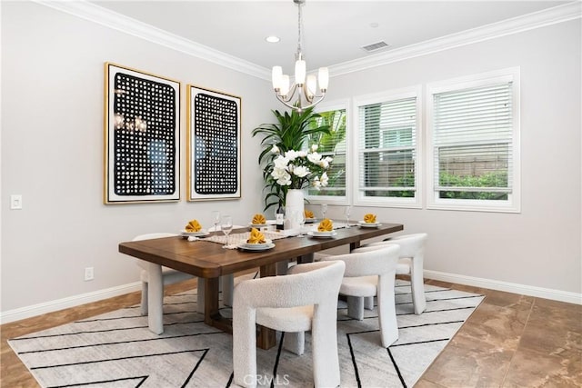 12 Starflower, Lake Forest, CA 92630 - dining area featuring a chandelier and ornamental molding