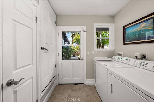 2465 Via Oeste Dr, Fallbrook, CA 92028 - laundry room with washing machine and clothes dryer, baseboards, and light tile patterned floors