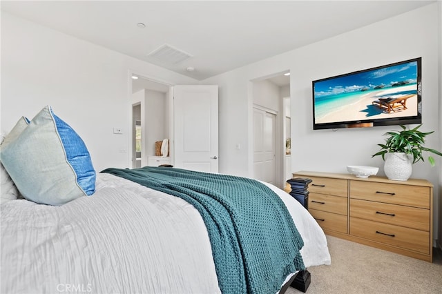 carpeted bedroom featuring a closet
