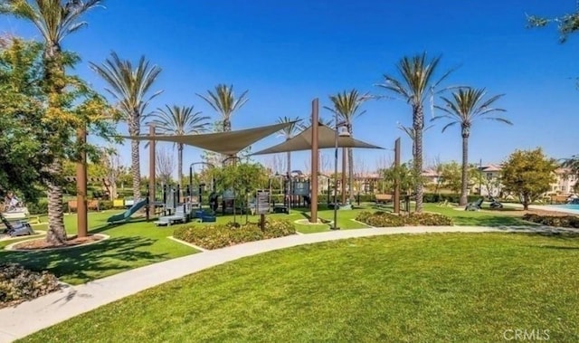 view of community featuring a yard and playground community