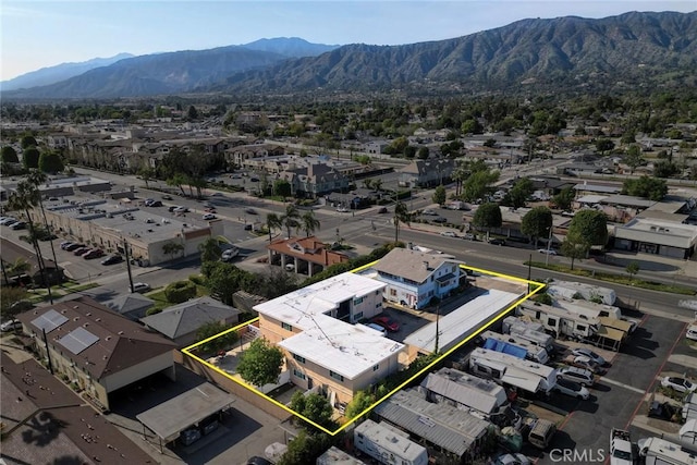 aerial view with a mountain view