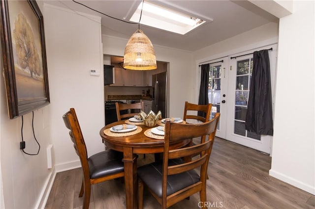 758 Elm St, Big Bear Lake, CA 92315 - dining space with baseboards and dark wood finished floors