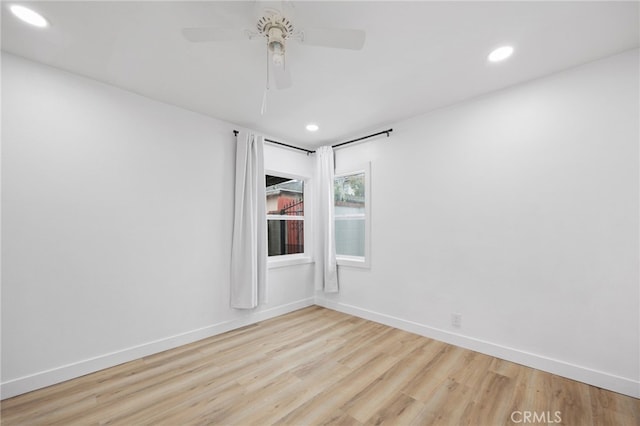 11867 S San Pedro St, Los Angeles, CA 90061 - empty room with recessed lighting, baseboards, ceiling fan, and wood finished floors
