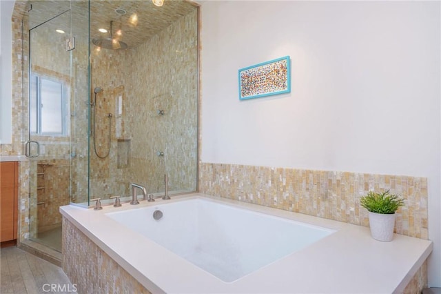 617 Crest Dr, Manhattan Beach, CA 90266 - bathroom featuring a garden tub and a shower stall