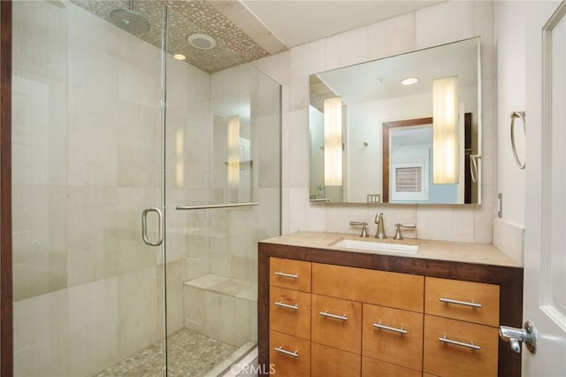 617 Crest Dr, Manhattan Beach, CA 90266 - bathroom featuring a stall shower and vanity