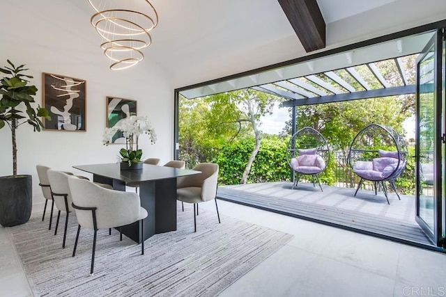 dining room featuring an inviting chandelier