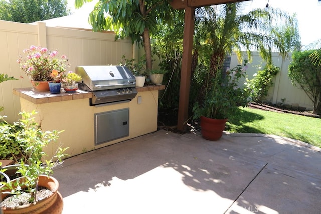 1730 W Alps Dr, Upland, CA 91784 - view of patio / terrace with area for grilling, exterior kitchen, and fence