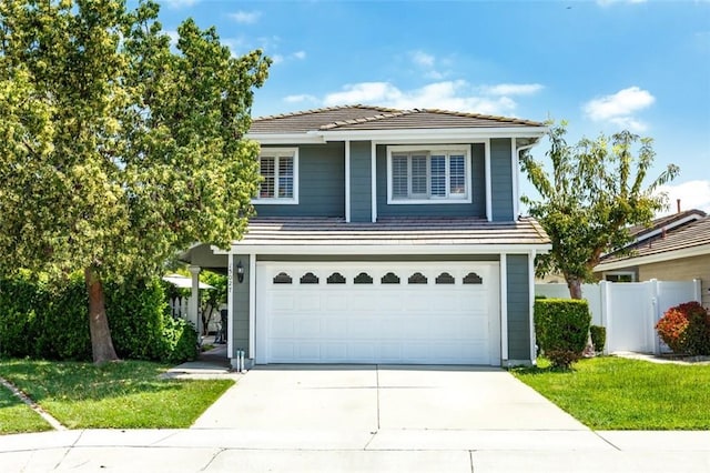 15027 Orangewood Dr, Chino Hills, CA 91709 - traditional home with fence, a front lawn, a tile roof, a garage, and concrete driveway