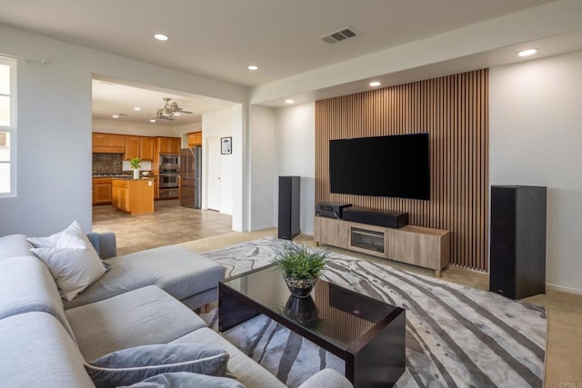 1185 Parkview Dr, Oceanside, CA 92057 - living room featuring baseboards, recessed lighting, and visible vents