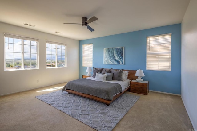 1185 Parkview Dr, Oceanside, CA 92057 - bedroom featuring baseboards, ceiling fan, carpet, and visible vents