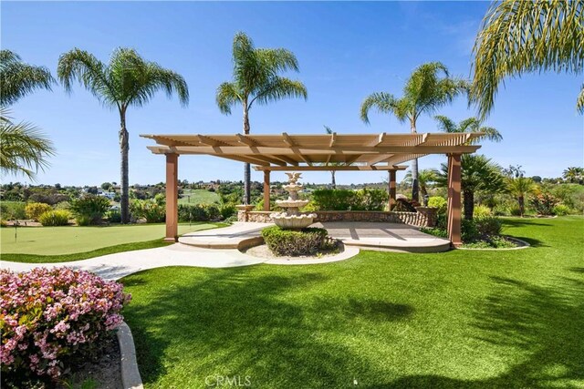 3988 Keri Way, Fallbrook, CA 92028 - view of property's community with a pergola, a putting area, a yard, and a patio