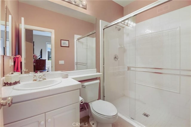 3988 Keri Way, Fallbrook, CA 92028 - bathroom with a stall shower, vanity, and toilet