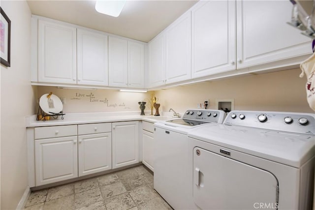 3988 Keri Way, Fallbrook, CA 92028 - washroom with washing machine and dryer, cabinet space, baseboards, and light stone finish floors