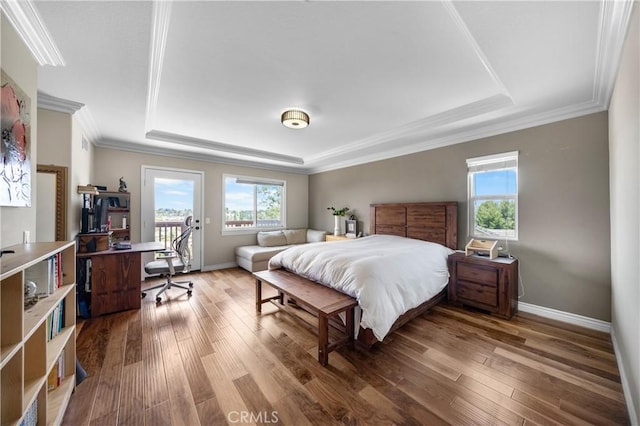 13837 Laguna St, La Mirada, CA 90638 - bedroom with ornamental molding, a tray ceiling, and multiple windows