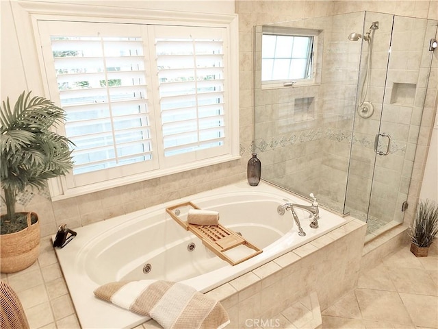 729 E Emerson Ave, Orange, CA 92865 - full bathroom featuring a garden tub, tile patterned flooring, and a stall shower