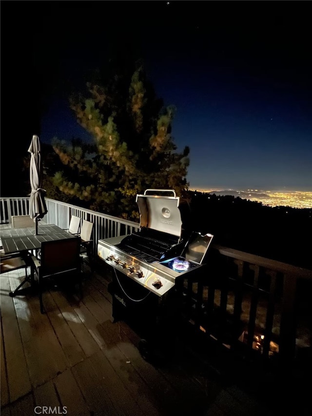 2012 Poplar Dr, Running Springs, CA 92382 - wooden terrace with outdoor dining space