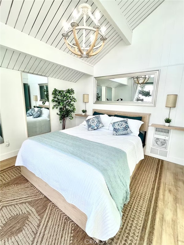 2012 Poplar Dr, Running Springs, CA 92382 - bedroom featuring a chandelier and wood finished floors