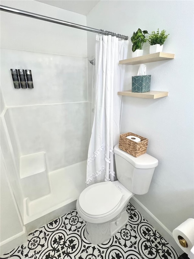 2012 Poplar Dr, Running Springs, CA 92382 - full bathroom with tile patterned flooring and a shower with shower curtain
