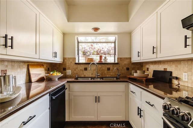1541 Indiana Ave, South Pasadena, CA 91030 - kitchen featuring black dishwasher, gas stove, dark countertops, and a sink