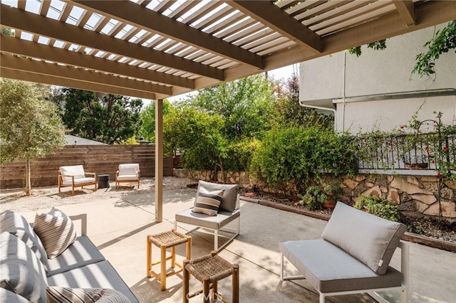 1541 Indiana Ave, South Pasadena, CA 91030 - view of patio featuring a pergola, outdoor lounge area, and a fenced backyard