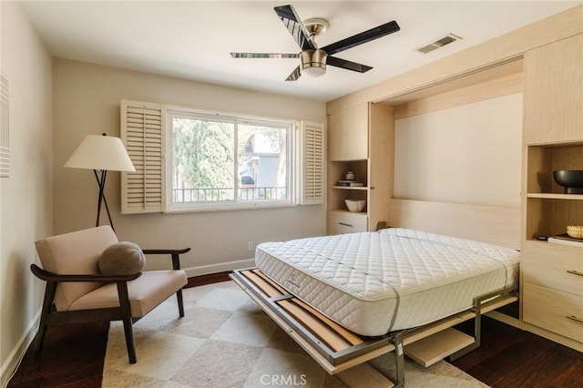 1541 Indiana Ave, South Pasadena, CA 91030 - bedroom with visible vents, a ceiling fan, baseboards, and wood finished floors