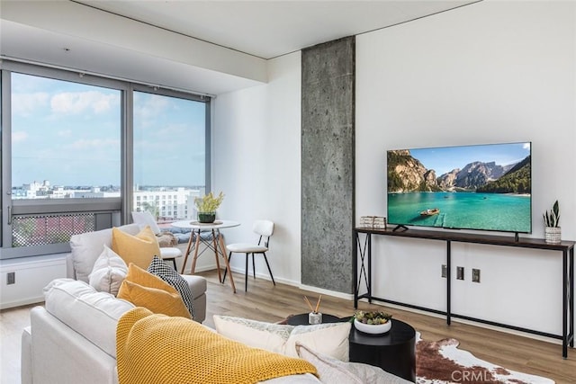 1155 S Grand Ave Unit 1011, Los Angeles, CA 90015 - living area with wood finished floors and a view of city