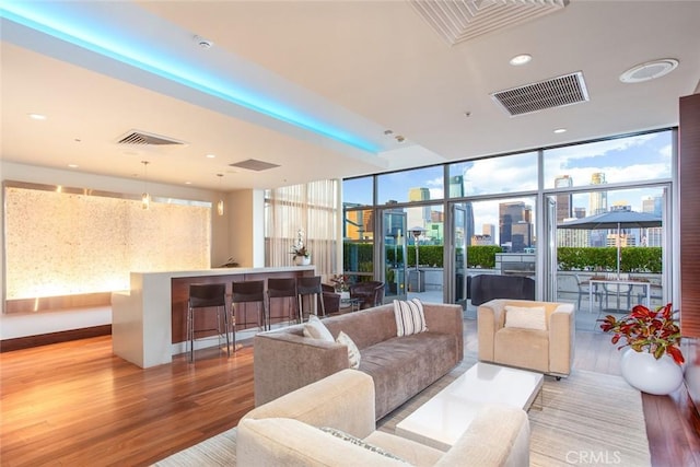 1155 S Grand Ave Unit 1011, Los Angeles, CA 90015 - common area featuring expansive windows, a city view, and recessed lighting