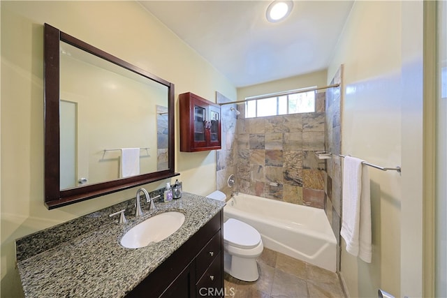full bath with vanity,  shower combination, and toilet