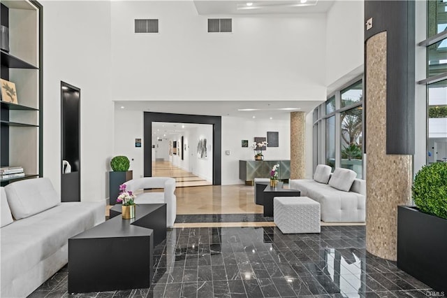 building lobby with visible vents