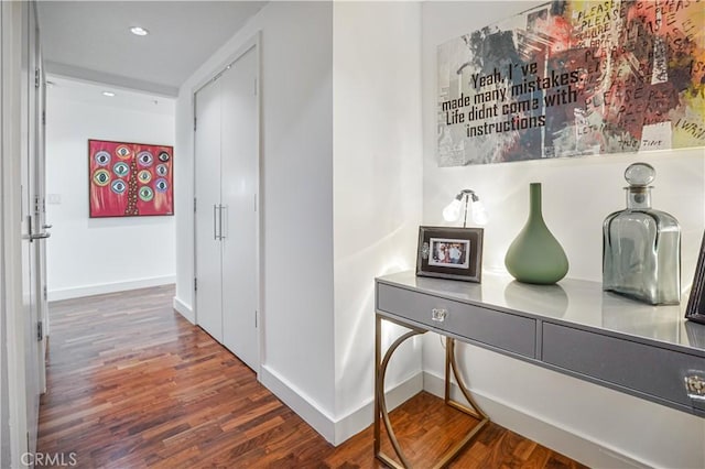 3141 Michelson Dr Unit 508, Irvine, CA 92612 - hallway with wood finished floors, baseboards, and recessed lighting