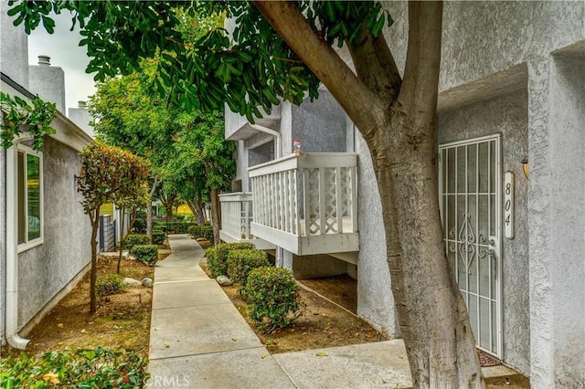 exterior space with stucco siding