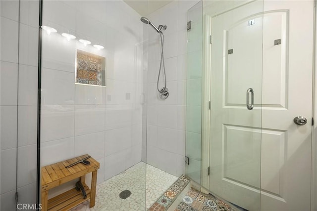 bathroom with a stall shower