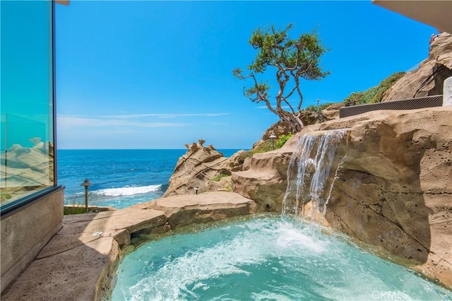 1715 Ocean Way, Laguna Beach, CA 92651 - view of pool with an in-ground hot tub and a water view