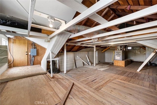 attic with electric panel