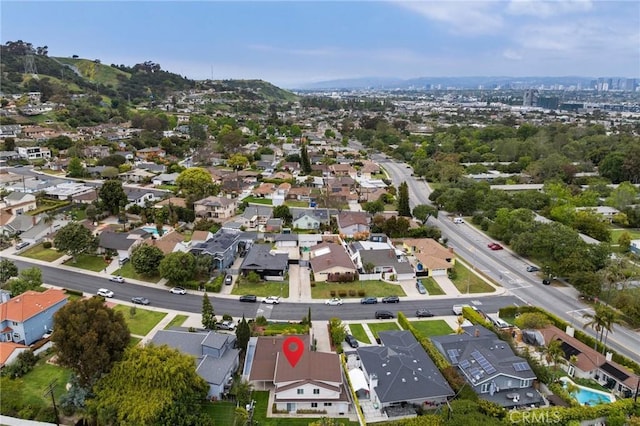 aerial view with a residential view